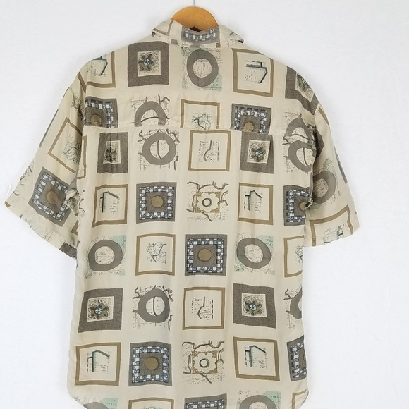 Vintage Desica 100% Silk Button Front Printed Short Sleeve Shirt Top Large - Picture 6 of 10